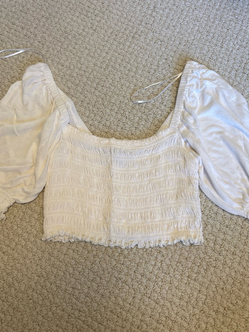 Urban Outfitters Puff Sleeve Smocked Crop Top